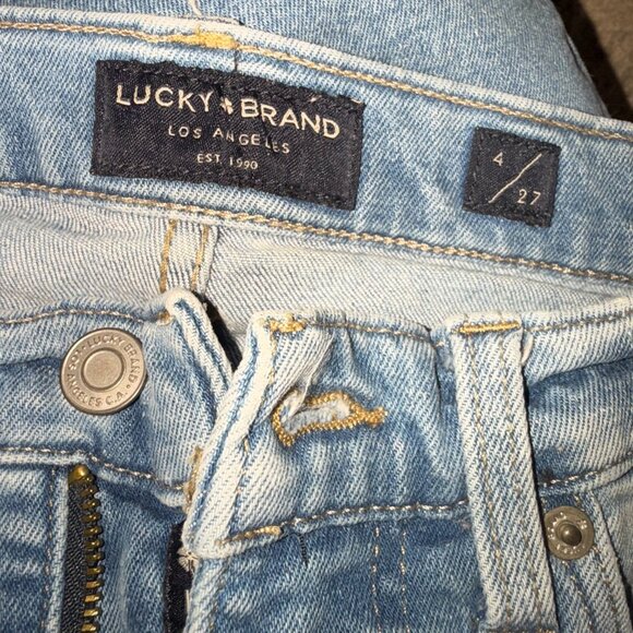Lucky Brand 4 / 27 Women Jeans Skinny Medium Blue No Holes Frayed Ankle - Picture 7 of 8